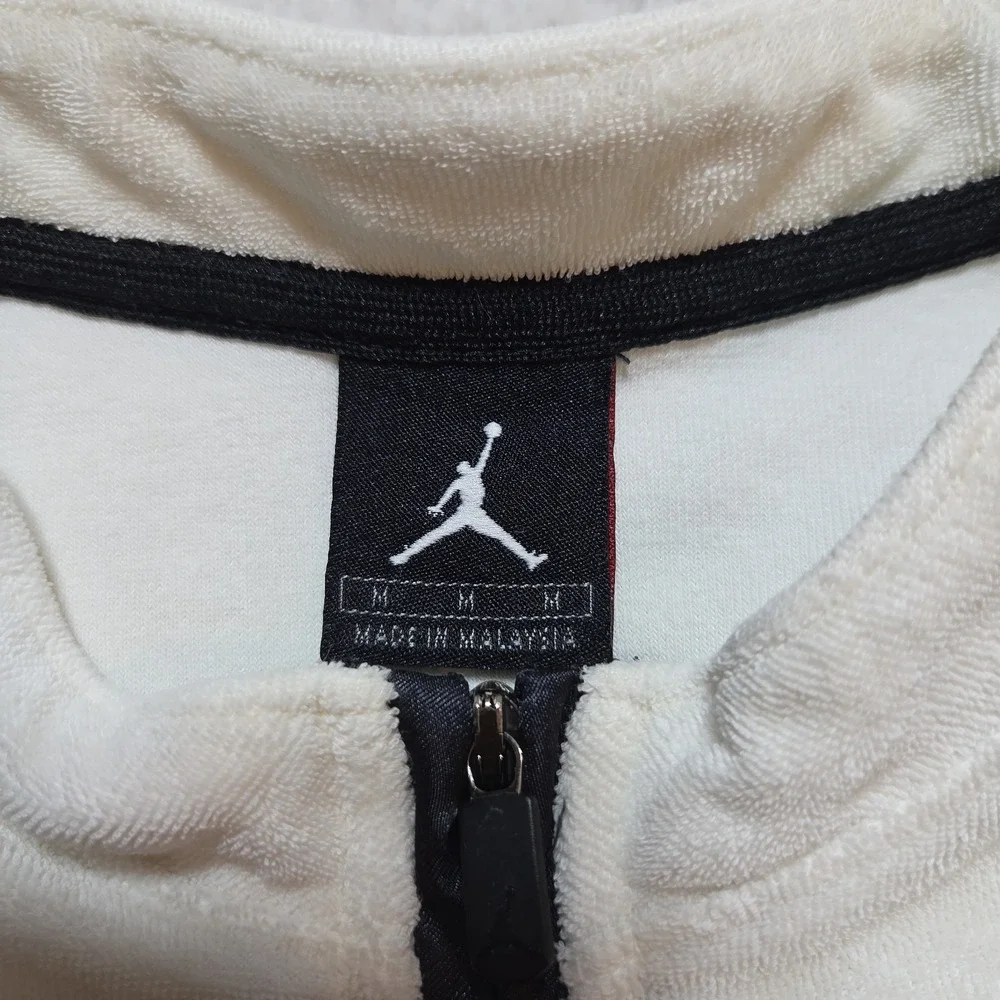 Y2K Jordan Velour Quarter Zip Shirt Men's Medium White Jumpman 23 Microfiber